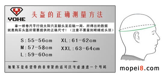 摩托车头盔测量方法