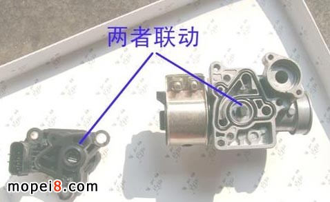 五羊本田WH110T佳御电喷摩托车节气门位置传感器都是安装在节气门体上与节气门轴联动