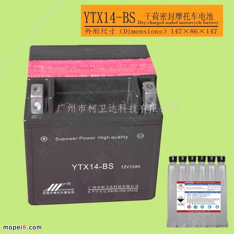 YTX14-BS中型免维护摩托车蓄电池