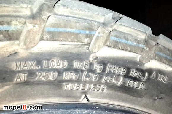 摩托车轮胎胎压标识
